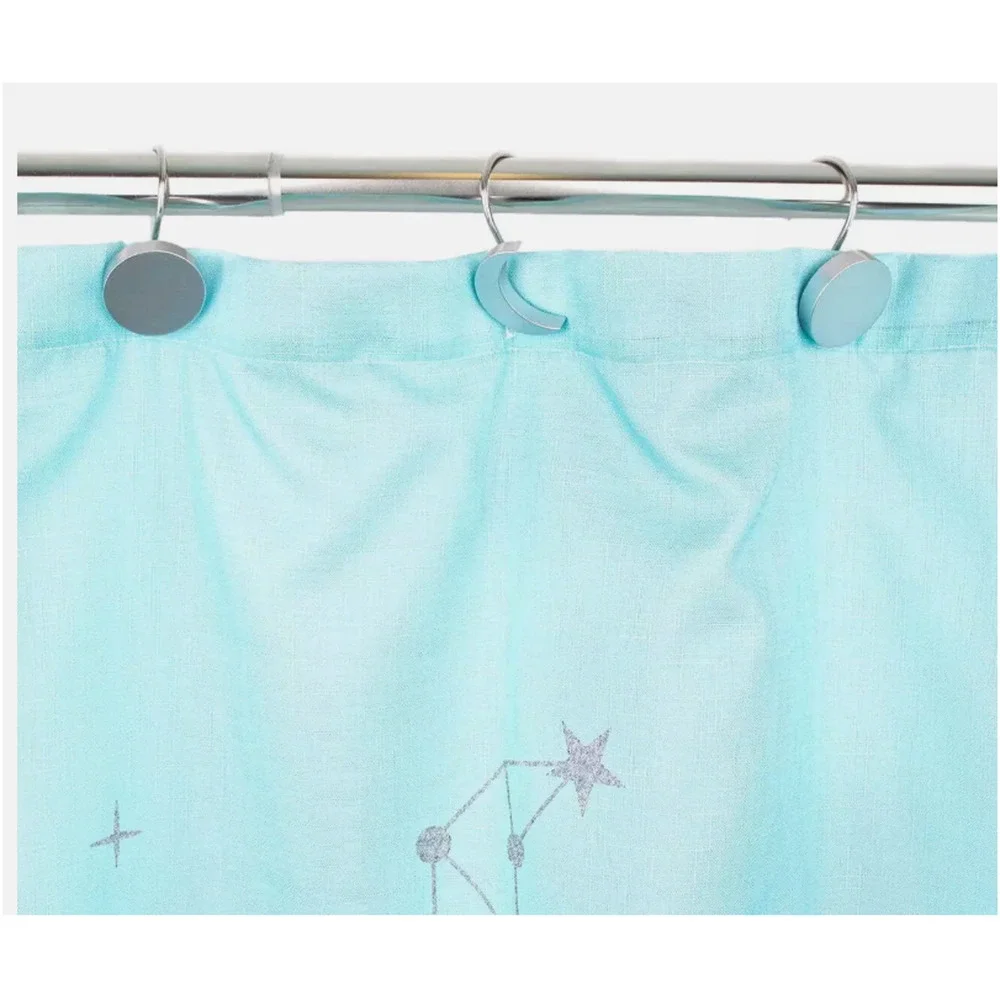 Blue Microfiber Cloth Celestial Space Tie Dye Shower Curtain & Hooks Set Justice